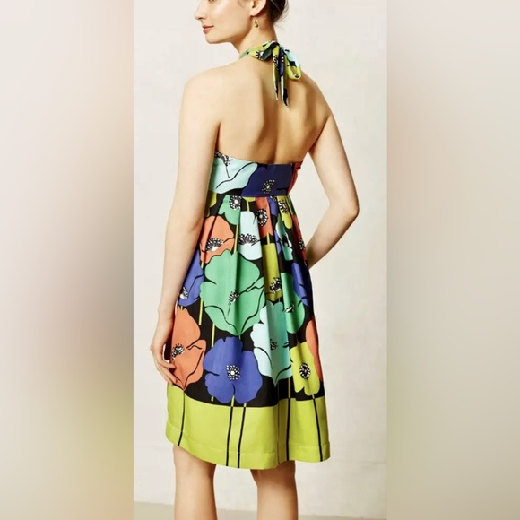 James Coviello Pavot Strapless/Halter Mini Dress Artisan Floral in Fall Palette - Picture 5 of 7